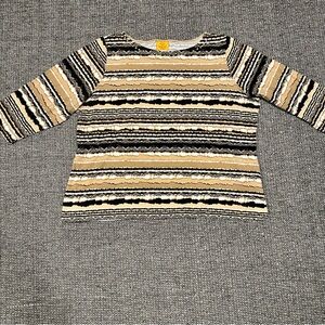 Ruby Rd. Beige and Black Patterned Top